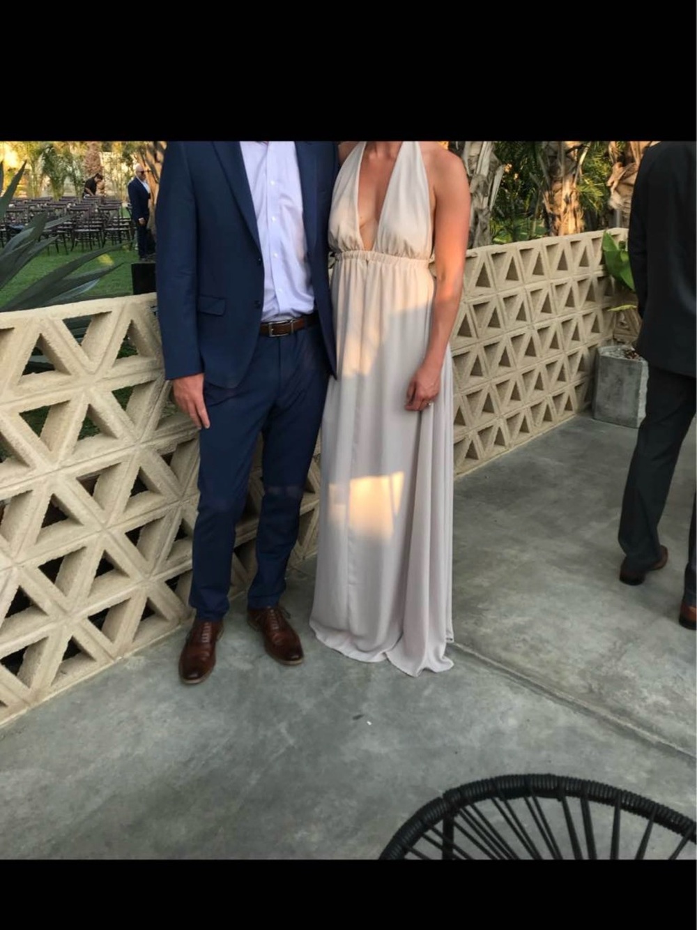 Sleeveless V-Neck Cream Maxi Dress - Picture 3 of 3